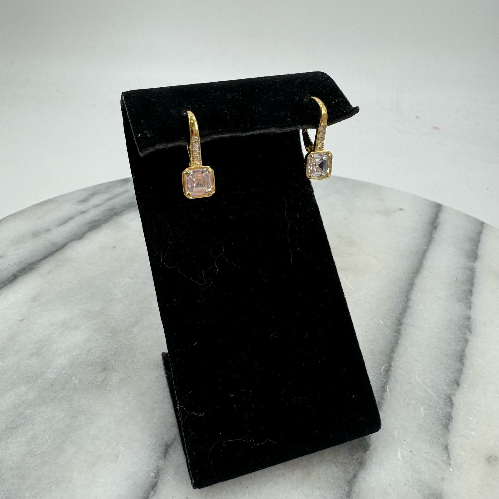 Gold Plated Over Sterling Silver Cubic Zirconia, Huggy Earrings